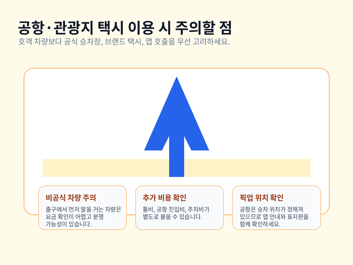 공항과 관광지 택시 이용 시 주의할 점