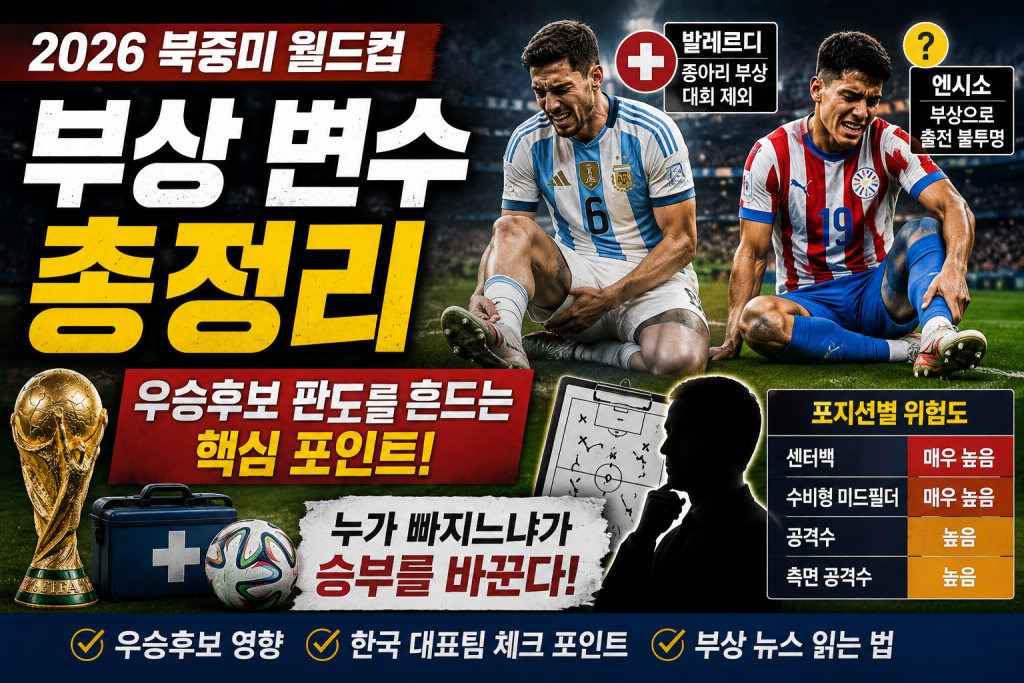 월드컵에서는 강한 팀보다 핵심 선수가 끝까지 건강한 팀이 더 오래 살아남을 수 있습니다.