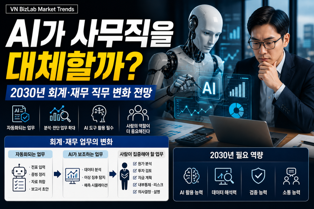 AI는 반복 사무 업무를 줄이고 회계·재무 인력의 역할을 검증자, 분석자, 비즈니스 파트너로 이동시키고 있습니다.
