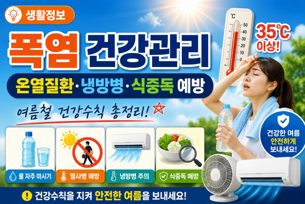 폭염이 이어지는 시기에는 물, 휴식, 실내온도, 음식 보관 상태를 함께 확인하는 것이 중요합니다.