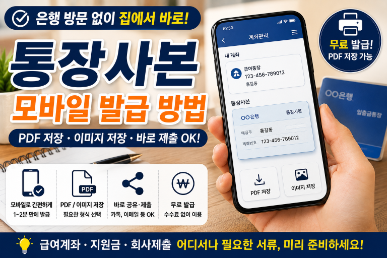 통장사본은 은행 앱에서 조회, 저장, 공유까지 처리할 수 있는 경우가 많습니다.