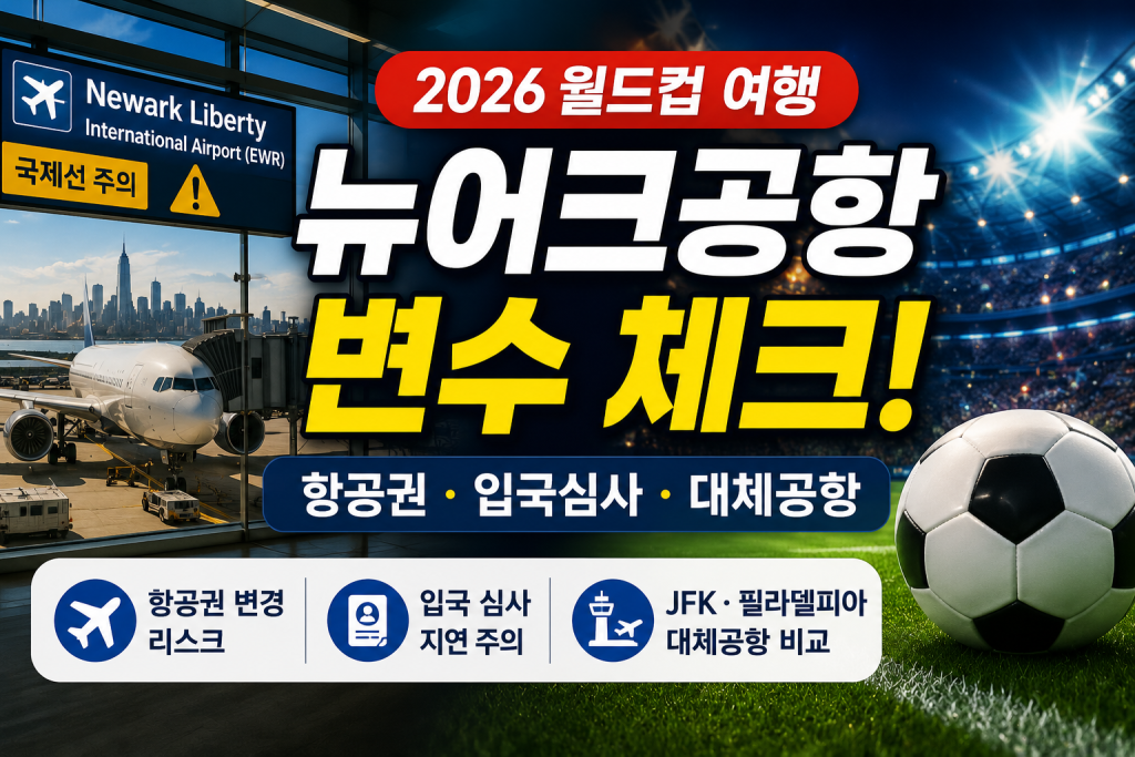 뉴어크공항은 뉴욕·뉴저지권의 핵심 국제공항이며, 2026 월드컵 결승전이 열리는 뉴욕 뉴저지 스타디움과 가까운 관문입니다.