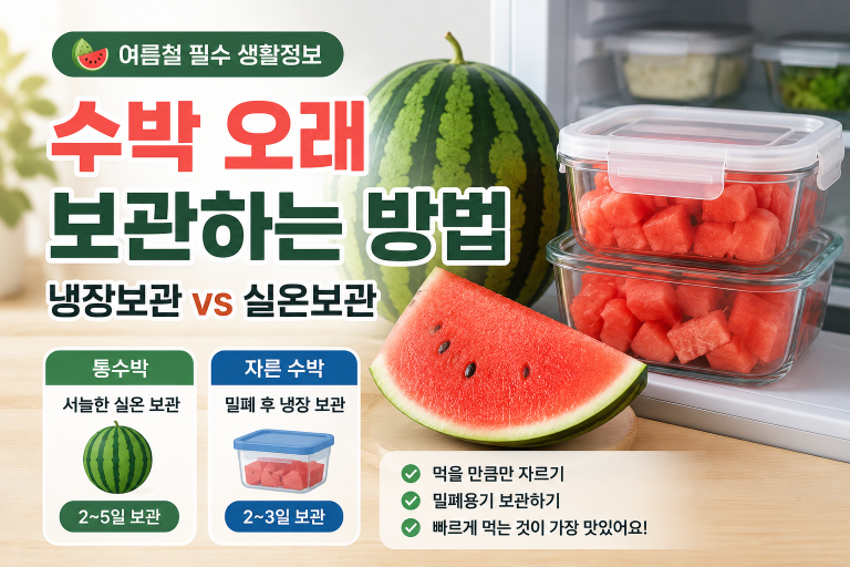 수박은 자르기 전과 자른 후 보관 방법이 다릅니다.